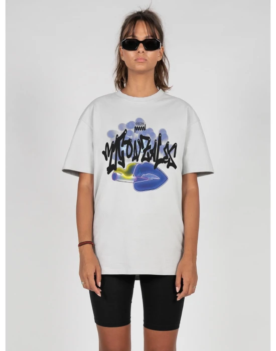Ladies Kiss x Heavy Oversized Tee lightasphalt XXL