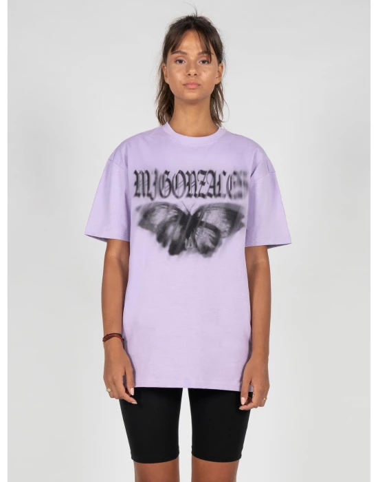 MJG Heavy Oversized Tee Ladies - BUTTERFLY ILLUSION lilac XXL