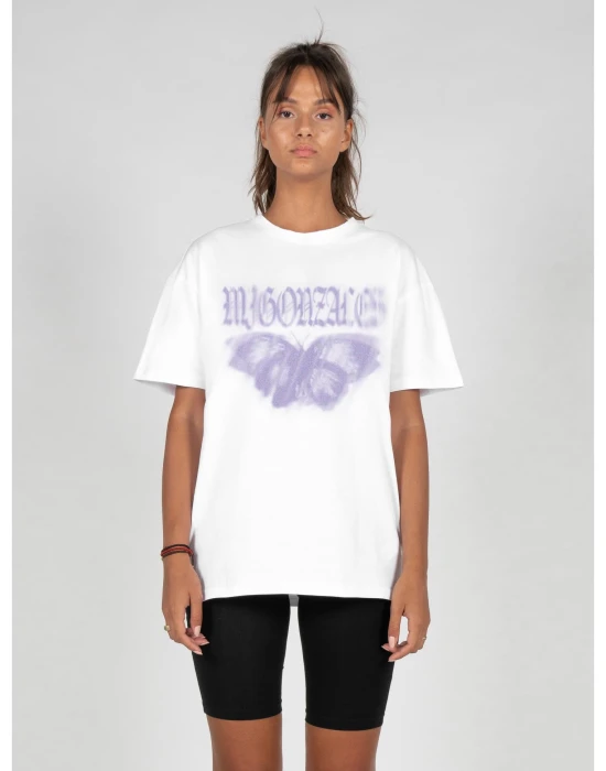 MJG Heavy Oversized Tee Ladies - BUTTERFLY ILLUSION white XXL