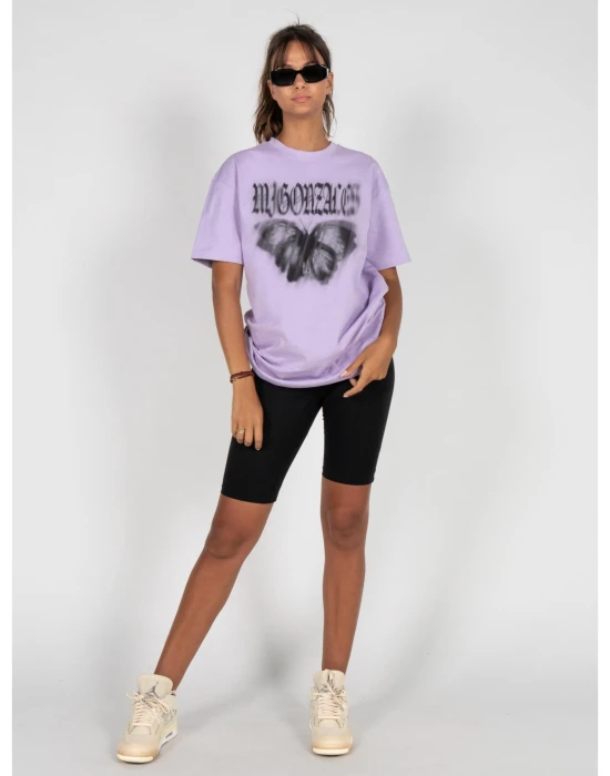 MJG Heavy Oversized Tee Ladies - BUTTERFLY ILLUSION lilac XXL