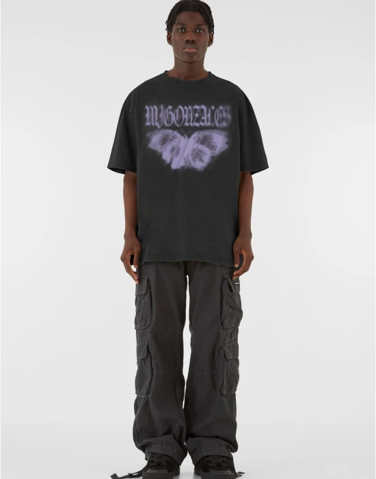 MJG Heavy Oversized Acid Washed Tee - BUTTERFLY ILLUSION black XXL