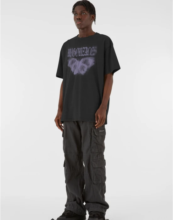 MJG Heavy Oversized Acid Washed Tee - BUTTERFLY ILLUSION black XXL
