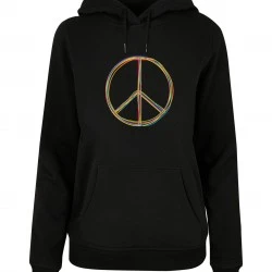 Peace_Multicolor with Ladies Basic Hoody black XL