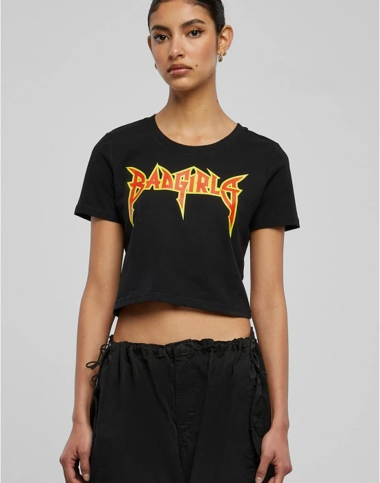 Тениска Badgirls Cropped Tee black XXL