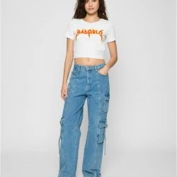 Тениска Badgirls Cropped Tee white XXL