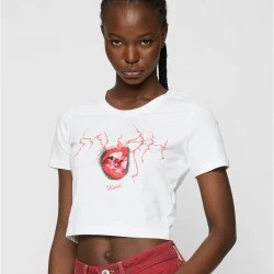 Тениска Muah Cropped Tee white XXL
