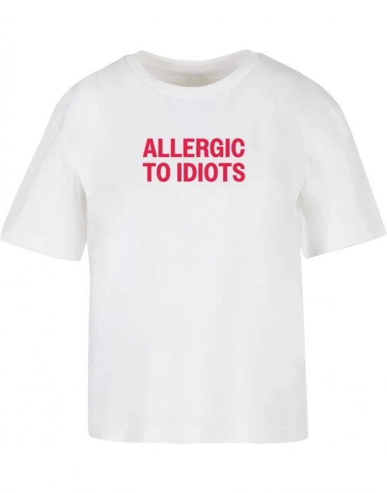 Дамска тениска в бял цвят Allergic To Idiots Tee, Тениски - Hoodstyle.bg
