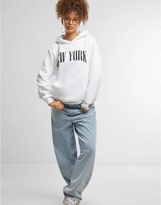 Суичър New York Ladies Fluffy Hoody white XXL