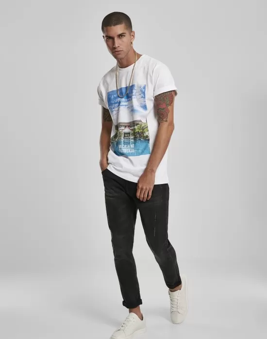 Мъжка бяла тениска Mister Tee Mi Casa No Es Tu Casa, Тениски - Hoodstyle.bg
