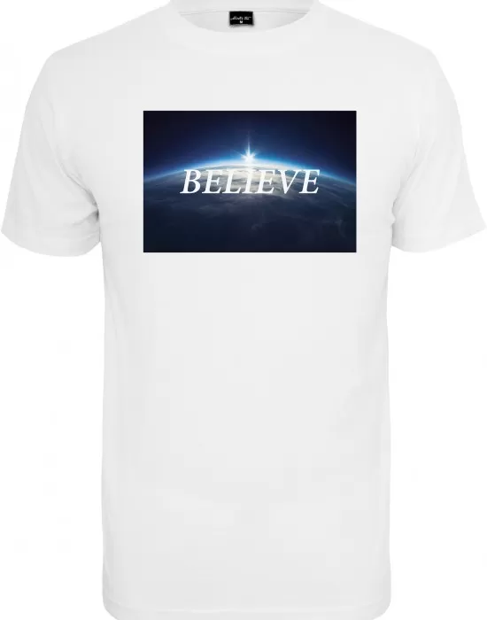 Мъжка бяла тениска Believe, Тениски - Hoodstyle.bg