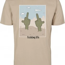 Мъжка тениска Mister Tee Fucking Life в пясъчен цвят