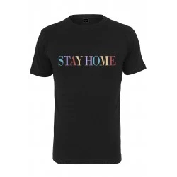 Тениска Mister Tee Stay Home в черен цвят