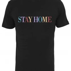 Тениска Mister Tee Stay Home в черен цвят