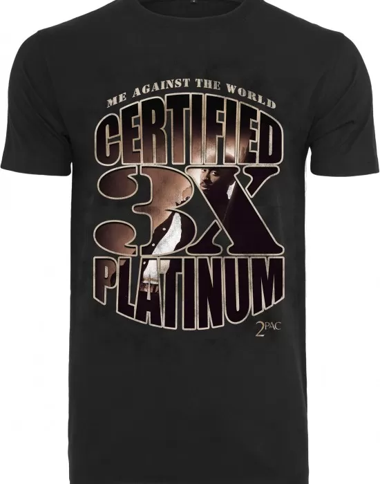 Мъжка тениска в черно 2PAC / Me Against the World Platinium, Тениски - Hoodstyle.bg