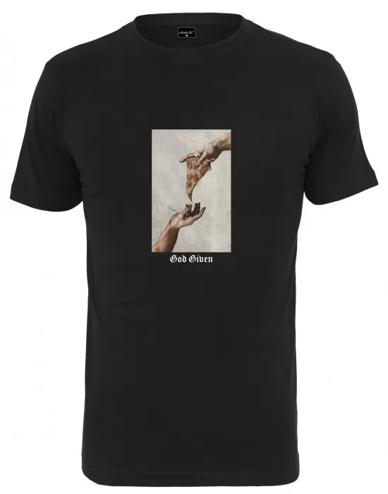 Мъжка тениска в черен цвят Mister Tee God Given Pizza Tee black, Тениски - Hoodstyle.bg