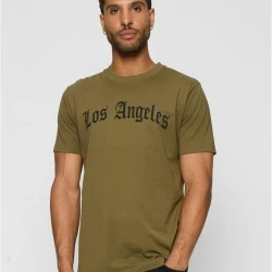 Тениска Los Angeles Wording Tee olive XXL