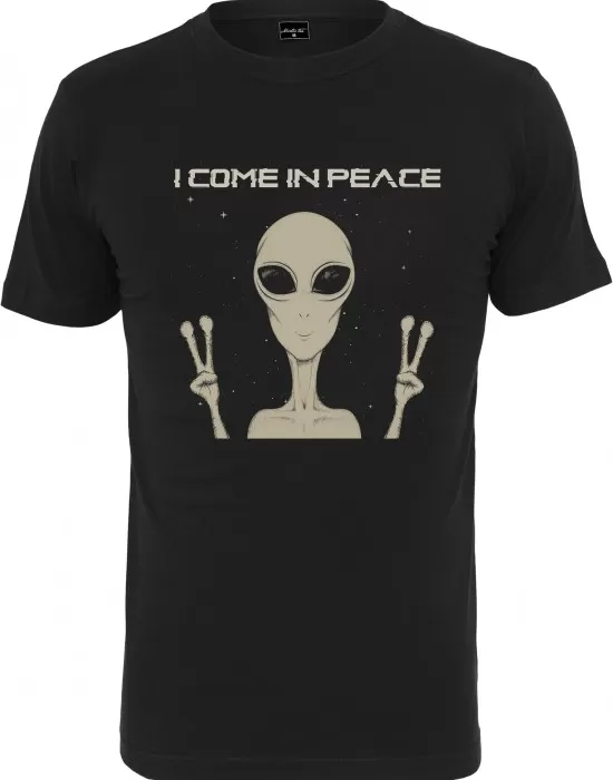 Мъжка тениска в черен цвят Mister Tee I Come In Peace Tee black, Тениски - Hoodstyle.bg