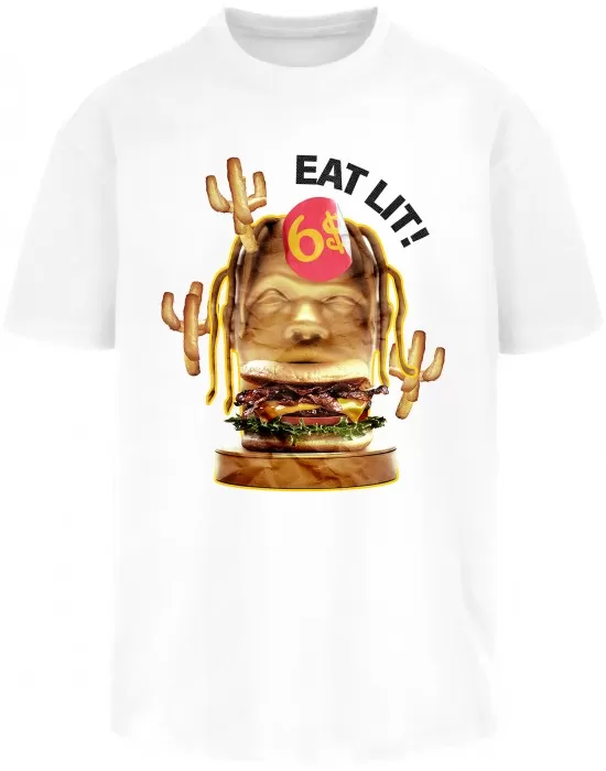 Мъжка тениска в бяло Mister Tee Eat Lit Oversize, Тениски - Hoodstyle.bg
