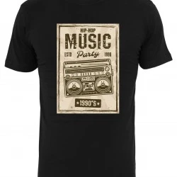 Мъжка тениска в черен цвят Mister Tee Retro Boom