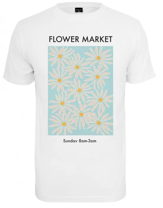 Дамска тениска в бял цвят Mister Tee Flower Market, Тениски - Hoodstyle.bg