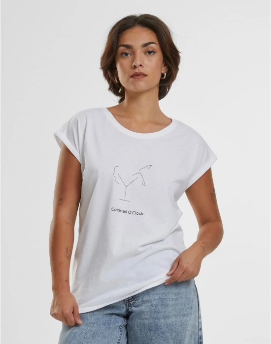 Тениска Ladies Cocktail O'Clock Tee T-Shirt Round Neck white XXL