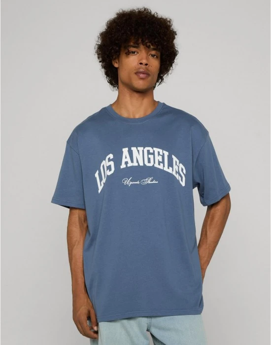 Тениска L.A. College Oversize Tee vintageblue XXL