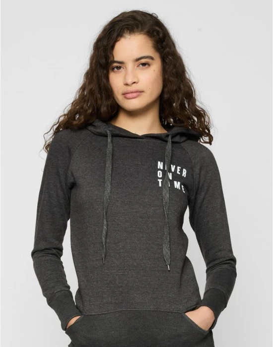 Ladies Never On Time  Hoody charcoal XS