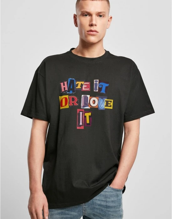 Мъжка тенсика в черен цвят Mister Tee Hate it or Love it Oversize, Тениски - Hoodstyle.bg