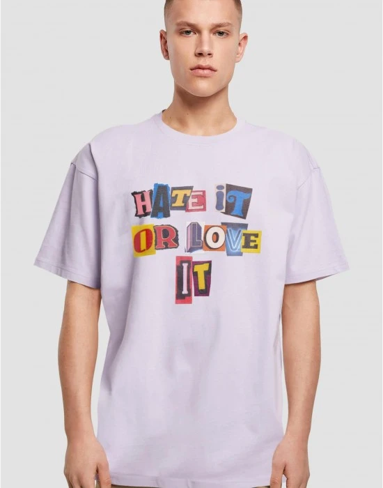 Мъжка тениска в светлолилав цвят Mister Tee Hate it or Love it Oversize, Тениски - Hoodstyle.bg