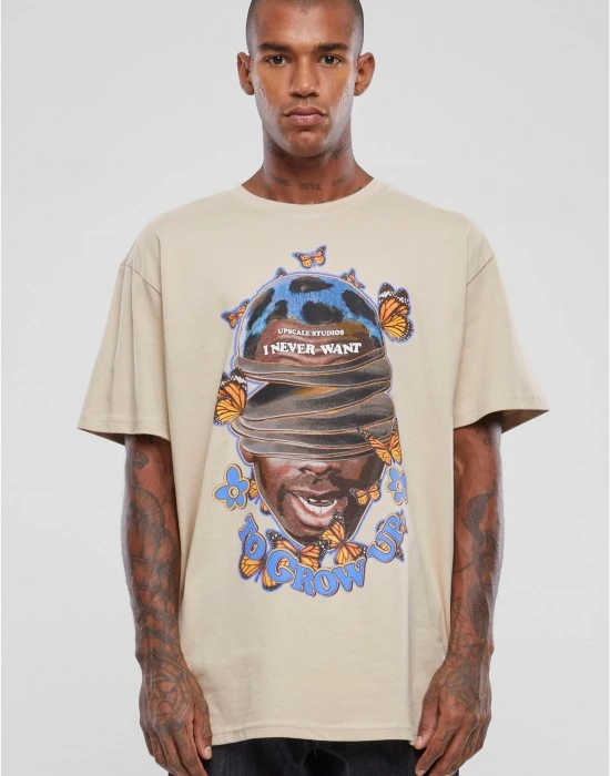 Мъжка тениска в бежов цвят Mister Tee Grow Up Oversize, Тениски - Hoodstyle.bg