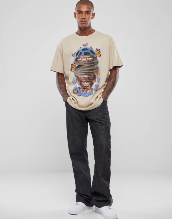 Мъжка тениска в бежов цвят Mister Tee Grow Up Oversize, Тениски - Hoodstyle.bg