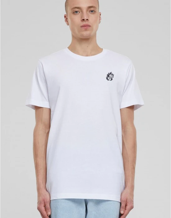 Мъжка тениска в бял цвят MISTER TEE Dice Fire EMB, Тениски - Hoodstyle.bg