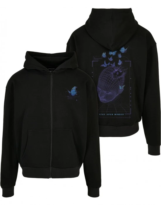 Grid Head Butterfly Oversize Zip Hoody black XXL