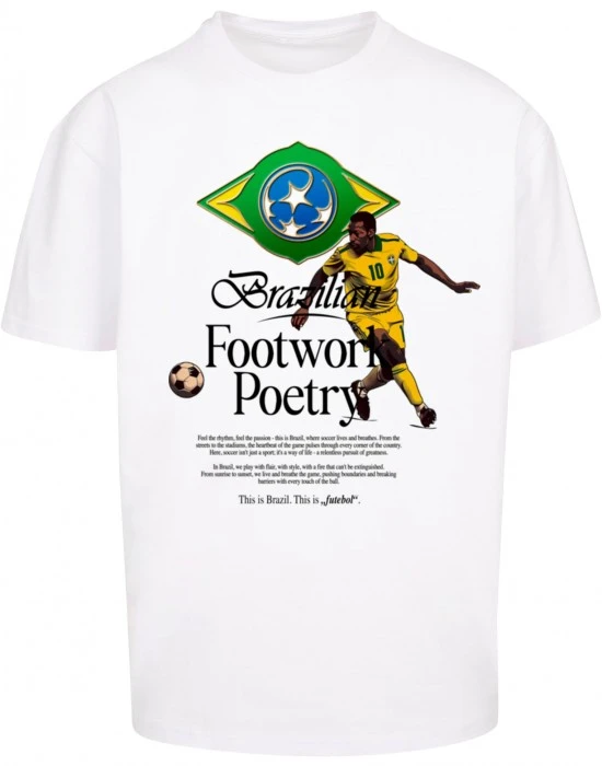 Мъжка тениска в бял цвят Mister Tee Footwork Poetry Oversize, Овърсайз - Hoodstyle.bg