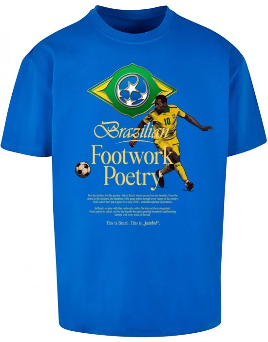 Мъжка тениска в син цвят Mister Tee Footwork Poetry Oversize., Овърсайз - Hoodstyle.bg