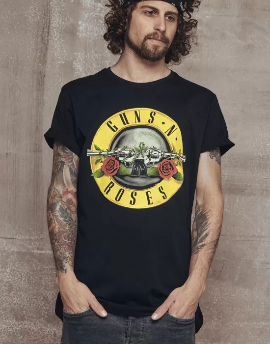 Мъжка черна тениска Merchcode Guns n' Roses Logo, Тениски - Hoodstyle.bg