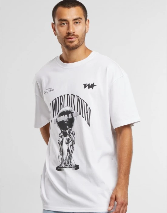 Мъжка бяла тениска Mister Tee Your World Oversize, Овърсайз - Hoodstyle.bg