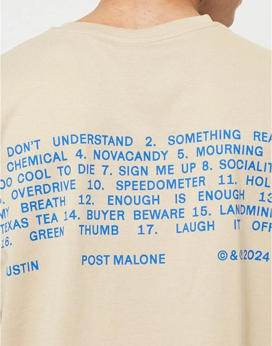 Тениска Post Malone Tracklist Oversize Tee wetsand XXL