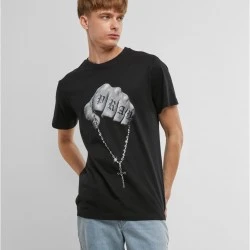 Черна тениска Mister Tee Faith Meets Strength