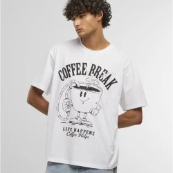 Тениска Life Happens Coffee Helps Oversize Tee white XXL