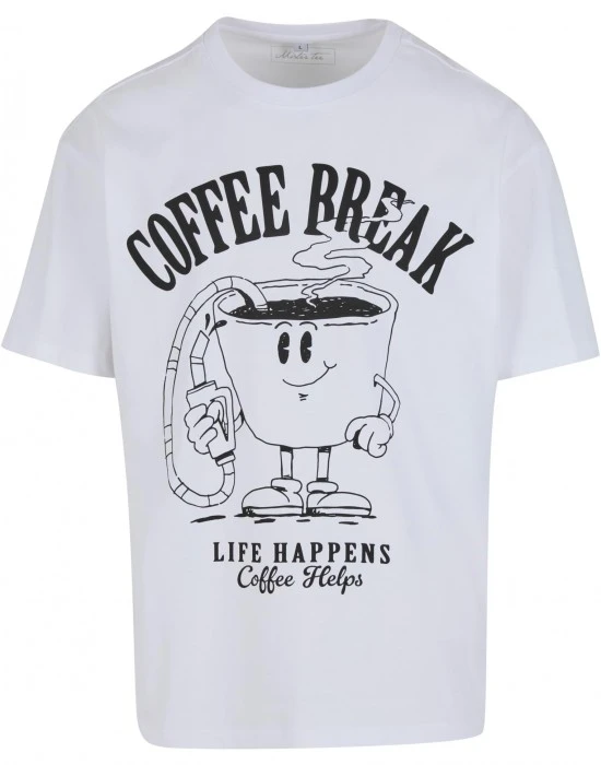 Тениска Life Happens Coffee Helps Oversize Tee white XXL