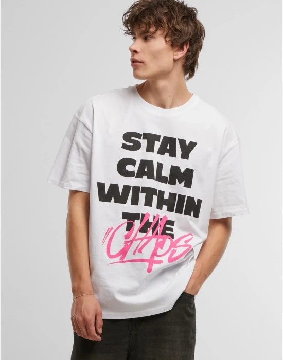 Тениска Stay Calm In Chaos Oversize Tee white XXL