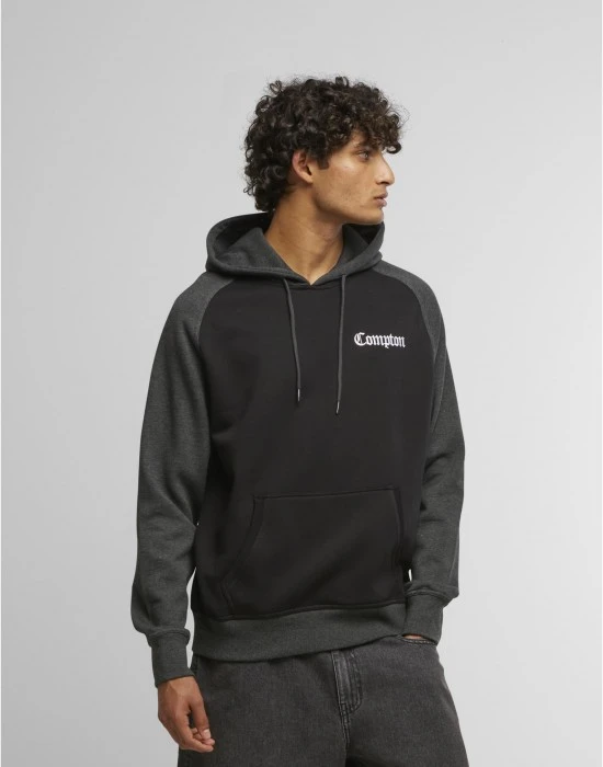 Compton Wording EMB Raglan Hoody blk/cha XXL