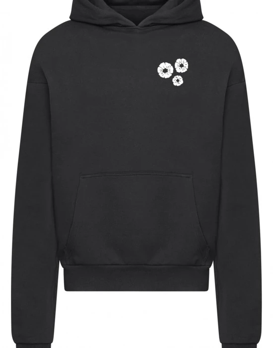 Bold Flowers Heavy Cotton Box Hoody black XXL