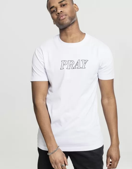 Мъжка тениска Mister Tee Pray Hands в бял цвят, Тениски - Hoodstyle.bg