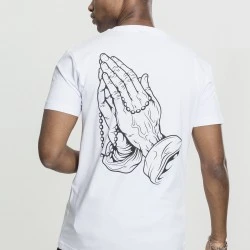 Мъжка тениска Mister Tee Pray Hands в бял цвят