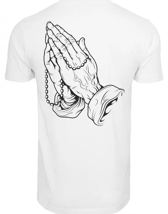 Мъжка тениска Mister Tee Pray Hands в бял цвят, Тениски - Hoodstyle.bg