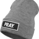 Мъжка зимна шапка бийни Mister Tee Pray в сив цвят, Шапки бийнита - Hoodstyle.bg