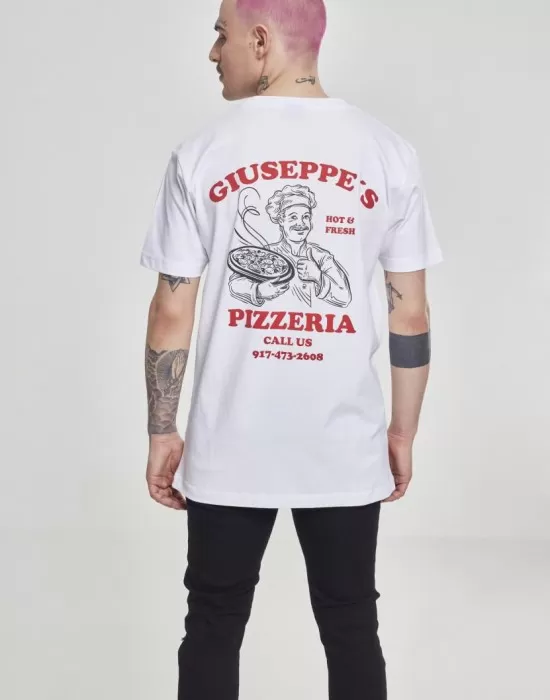 Мъжка тениска Mister Tee Giuseppes Pizzeria в бял цвят, Тениски - Hoodstyle.bg