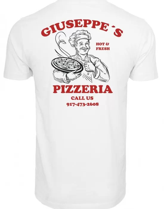 Мъжка тениска Mister Tee Giuseppes Pizzeria в бял цвят, Тениски - Hoodstyle.bg